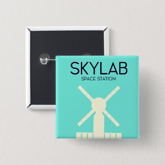 Badge Carré 5 Cm Art spatial de la station spatiale Skylab (Devant & derrière)