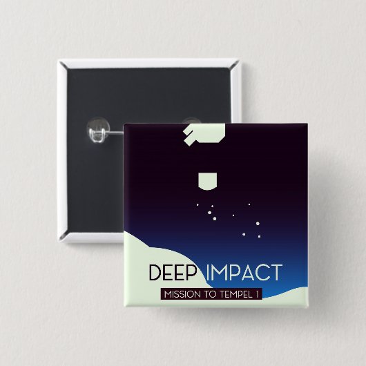 Badge Carré 5 Cm Art spatial Deep Impact (Devant & derrière)