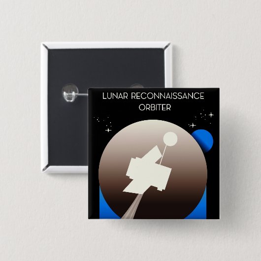 Badge Carré 5 Cm Art spatial Orbiter de Reconnaissance lunaire (Devant & derrière)