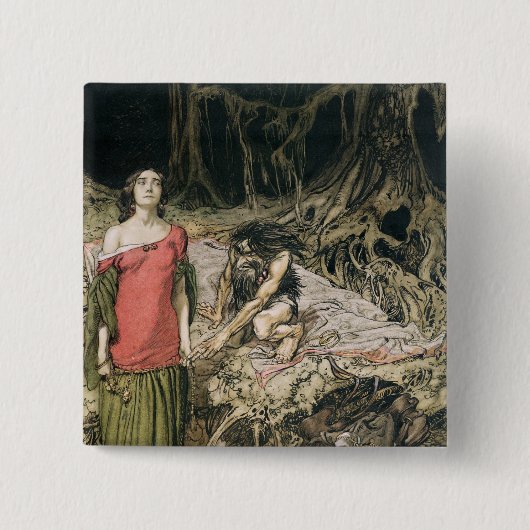 Badge Carré 5 Cm Arthur Rackham | courtiser de Grimhilde, la mite (Devant)