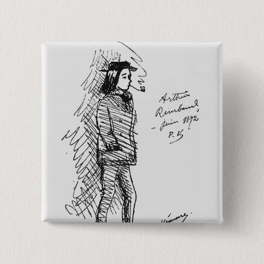 Badge Carré 5 Cm Arthur Rimbaud en juin 1872 (Devant)