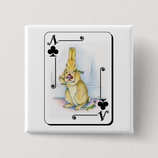 Badge Carré 5 Cm As de trèfle (Devant)