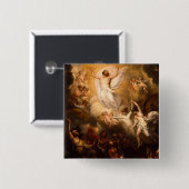 Badge Carré 5 Cm Ascension du Christ avec les anges (Devant & derrière)