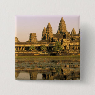 Badge Carré 5 Cm Asie, Cambodge, Siem Reap. Angkor Vat.