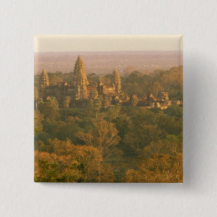 Badge Carré 5 Cm Asie, Cambodge, Siem Reap. Angkor Wat.