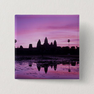 Badge Carré 5 Cm Asie, Cambodge, Siem Reap, Angkor Wat (b. 12e 2