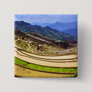 Badge Carré 5 Cm Asie, Chine, province du Yunnan, comté de Yuanyang