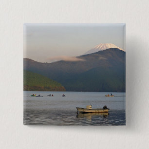 Badge Carré 5 Cm Asie, Japon, Hakone. Vues de matinée sur le mont
