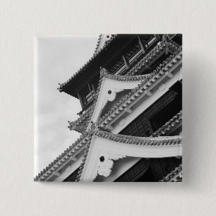 Badge Carré 5 Cm Asie, Japon, Kumamoto. Détail du château de Kumamo