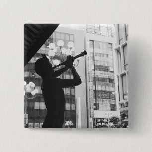 Badge Carré 5 Cm Asie, Japon, Tokyo. Statue de musique, Shibuyaku