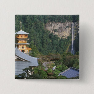 Badge Carré 5 Cm Asie, Japon, Wakayama, Katsuura, Kumano Nachi