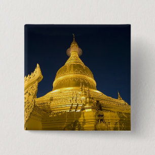Badge Carré 5 Cm Asie, Maynmar, Yangon, temple bouddhiste à Yangon
