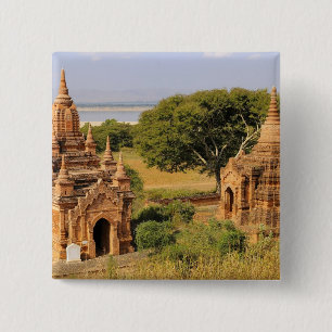 Badge Carré 5 Cm Asie, Myanmar (Birmanie), Bagan (Pagan). Divers 2