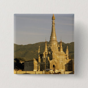 Badge Carré 5 Cm Asie, Myanmar, lac Inle. Pagodes.