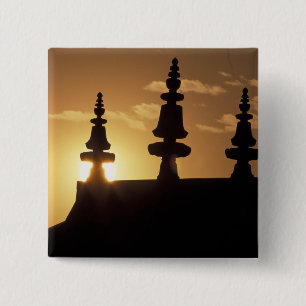 Badge Carré 5 Cm Asie, Népal, Katmandou. Stupa de Bouddhanath.