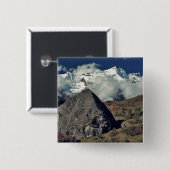 Badge Carré 5 Cm Asie, Népal, Sagarmatha NP. Prière bouddhiste (Devant & derrière)
