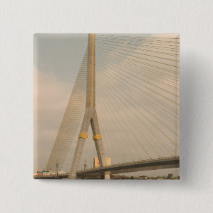 Badge Carré 5 Cm Asie, Thaïlande, Bangkok, pont sur Chao