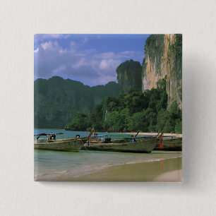 Badge Carré 5 Cm Asie, Thaïlande, Krabi. Plage de West Railay,