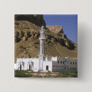Badge Carré 5 Cm Asie, Yémen, Tarim. Mosquée blanche.