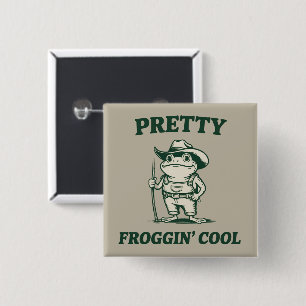 Badge Carré 5 Cm Assez super cool grenouille crapaud mème amoureux 