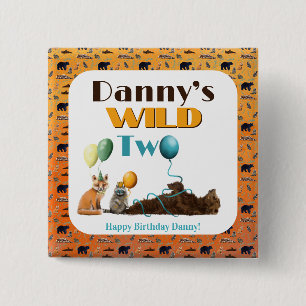 Badge Carré 5 Cm Assiettes pour la deuxième fête d'anniversaire de