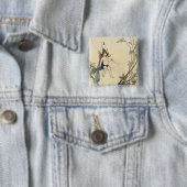 Badge Carré 5 Cm Assis sur le fil d'araignée (En situation)