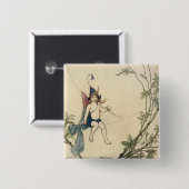 Badge Carré 5 Cm Assis sur le fil d'araignée (Devant & derrière)