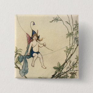 Badge Carré 5 Cm Assis sur le fil d'araignée