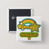 Badge Carré 5 Cm Assistant de pharmacie de superstar (Devant & derrière)