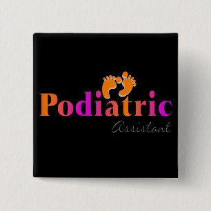 Badge Carré 5 Cm Assistant de Podiatric avec 2 pieds de conception