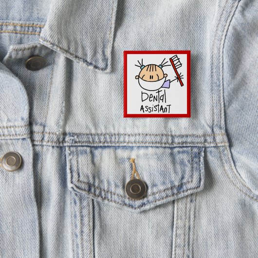 Badge Carré 5 Cm Assistant dentaire (En situation)