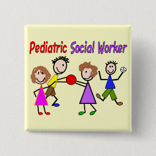 Badge Carré 5 Cm Assistant social pédiatrique