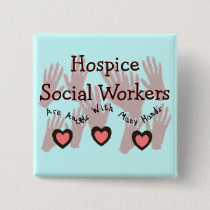 Badge Carré 5 Cm Assistants sociaux d'hospice "anges avec beaucoup