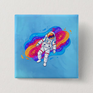 Badge Carré 5 Cm Astronaute