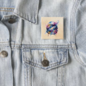 Badge Carré 5 Cm Astronaute (En situation)