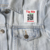 Badge Carré 5 Cm Astuce-moi. Demande un pourboire. Code QR du perso (En situation)