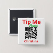 Badge Carré 5 Cm Astuce-moi. Demande un pourboire. Code QR du perso (Devant & derrière)