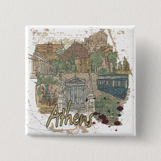 Badge Carré 5 Cm Athènes (Devant)