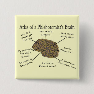 Badge Carré 5 Cm Atlas du cerveau d'un Phlebotomist