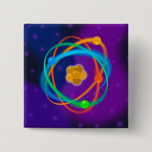 Badge Carré 5 Cm Atomic structure spots science (Devant)