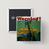 Badge Carré 5 Cm Attention ! (Devant & derrière)