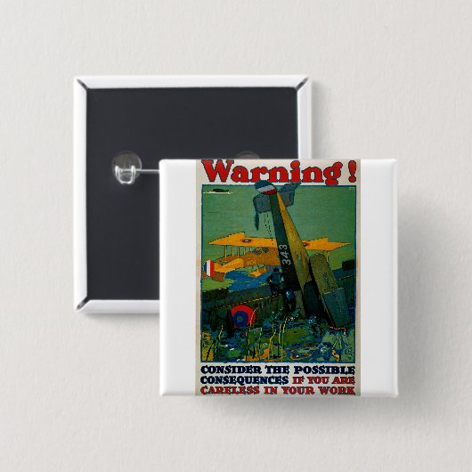 Badge Carré 5 Cm Attention ! (Devant & derrière)