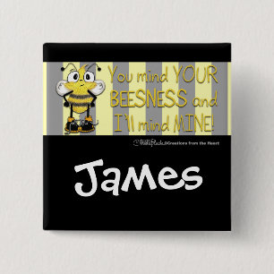 Badge Carré 5 Cm Attention à votre BEEsness !