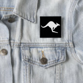 Badge Carré 5 Cm Attention Kangaroo (En situation)