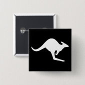 Badge Carré 5 Cm Attention Kangaroo (Devant & derrière)