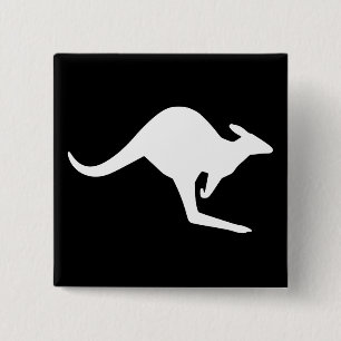 Badge Carré 5 Cm Attention Kangourou