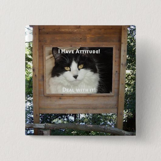 Badge Carré 5 Cm Attitude du chat (Devant)