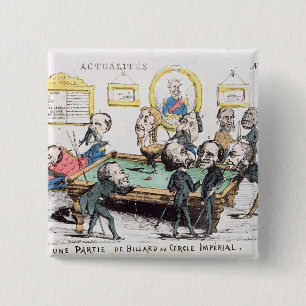 Badge Carré 5 Cm Au Cercle Imperial d'Une Partie de Billard