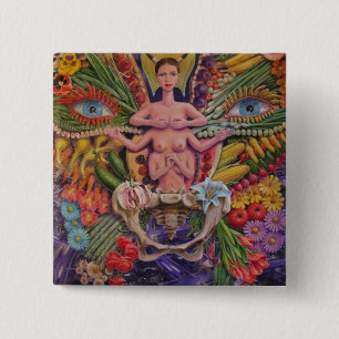 Badge Carré 5 Cm Au-dessus de la terre du bouton de carré