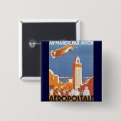 Badge Carré 5 Cm Au Maroc Par Avion (Devant & derrière)